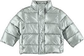 Dirkje winterjas zilver Meisjes Polyamide Opstaande kraag Effen