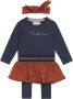 Dirkje newborn baby jurk + legging + hoofdband donkerblauw bruin - Thumbnail 2