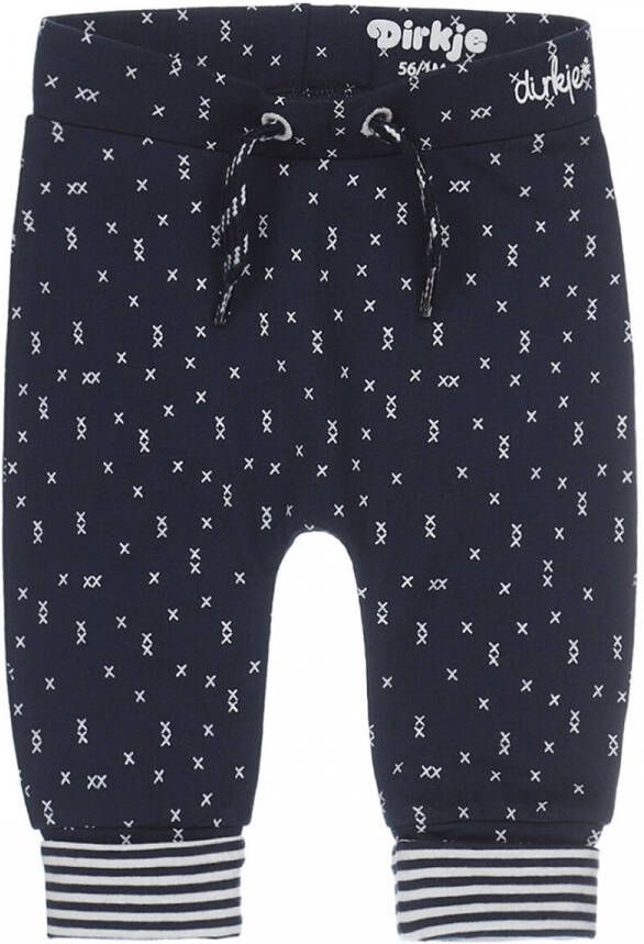 Dirkje baby broek met katoen donkerblauw wit All over print 68