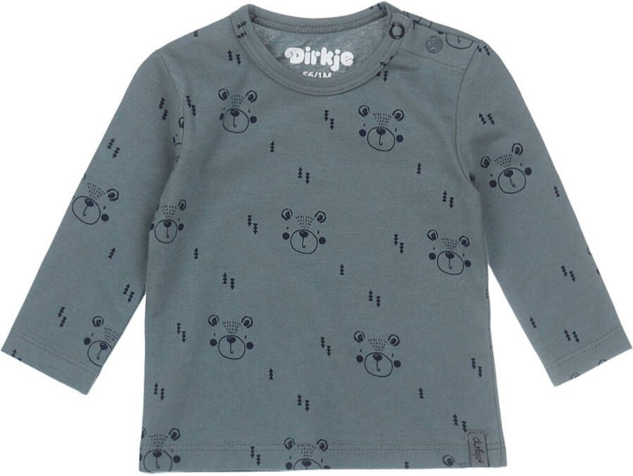 Dirkje baby longsleeve met katoen grijsgroen donkerblauw All over print 68