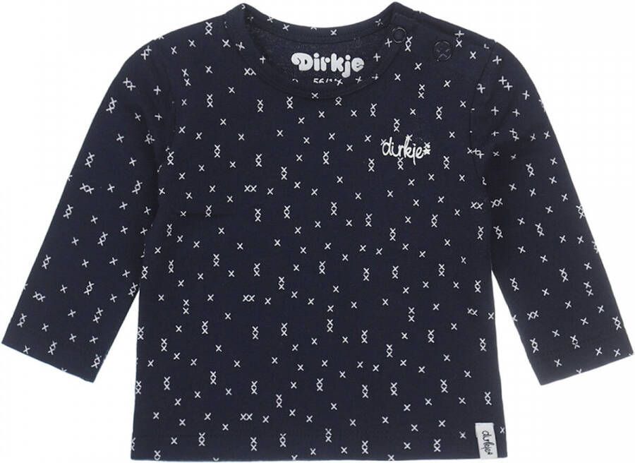 Dirkje baby longsleeve met katoen donkerblauw wit All over print 56