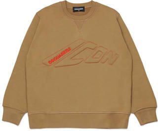 Dsquared2 sweater beige Jongens Katoen Ronde hals Tekst