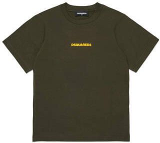 Dsquared2 T-shirt donkergroen Jongens Katoen Ronde hals Tekst