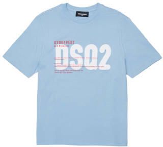 Dsquared2 T-shirt lichtblauw Jongens Katoen Ronde hals Printopdruk