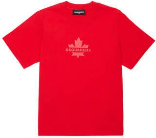 Dsquared2 T-shirt rood Jongens Katoen Ronde hals Printopdruk