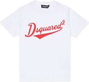 Dsquared2 T-shirt wit Jongens Katoen Ronde hals Logo