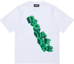 Dsquared2 T-shirt wit Jongens Katoen Ronde hals Printopdruk