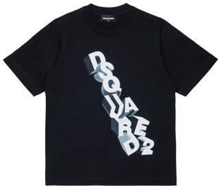 Dsquared2 T-shirt zwart Jongens Katoen Ronde hals Printopdruk