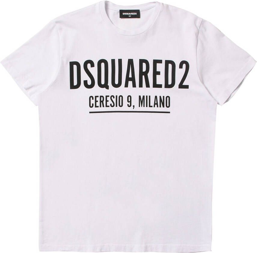 Dsquared T-shirt met tekst wit Katoen Ronde hals Tekst 116