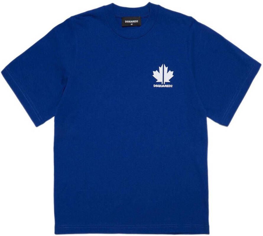 Dsquared T-shirt met printopdruk hardblauw Jongens Katoen Ronde hals Printopdruk 116
