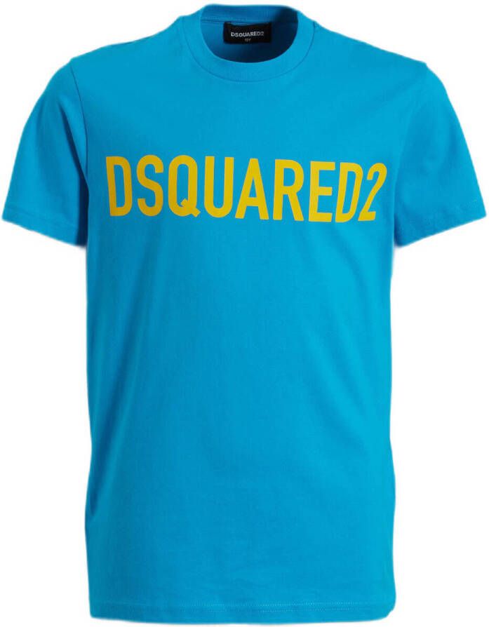 Dsquared T-shirt met logo blauw Jongens Katoen Ronde hals Logo 128