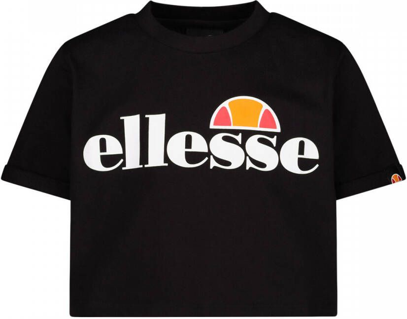 Ellesse cropped T-shirt zwart Meisjes Katoen Ronde hals Logo 140-146