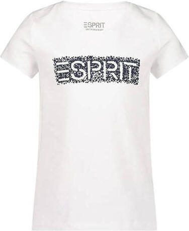 Esprit hoodie + T-shirt met logo donkerblauw wit Sweater Ecru Meisjes Katoen Capuchon 104-110 - Foto 2