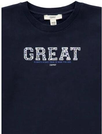 Esprit jurk met tekst donkerblauw Meisjes Katoen Ronde hals Tekst 128-134 - Foto 2