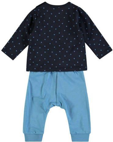 Esprit longsleeve + broek met stipdessin donkerblauw blauw Shirt + broek Stretchkatoen Ronde hals 80 - Foto 2