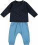Esprit longsleeve + broek met stipdessin donkerblauw blauw Shirt + broek Stretchkatoen Ronde hals 62 - Thumbnail 1