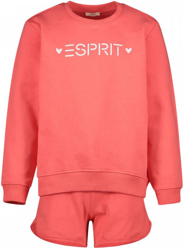 Esprit sweater + short oranjerood Shirt + broek Logo 104-110