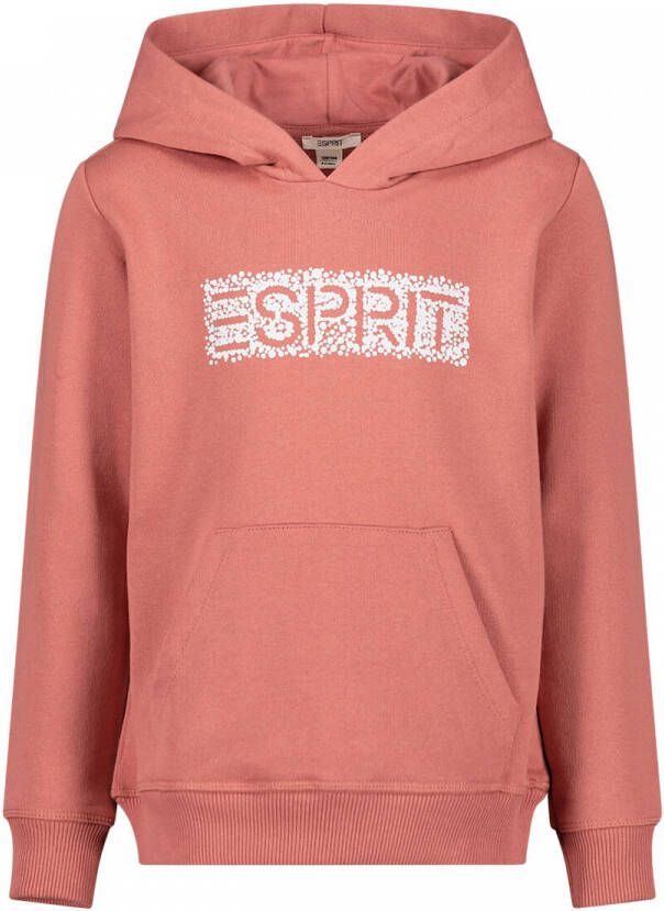 Esprit hoodie met logo zalmroze Sweater Meisjes Katoen Capuchon Logo 116-122