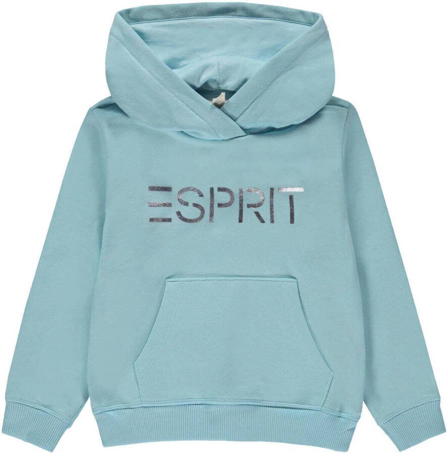 Esprit hoodie met logoprint lichtblauw Sweater Logo 104-110 - Foto 2