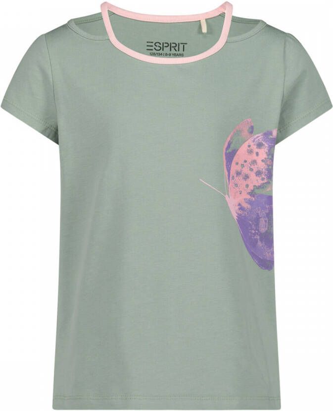 Esprit T-shirt met printopdruk groen Meisjes Katoen Ronde hals Printopdruk 92