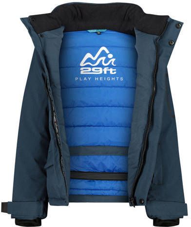 29FT ski-jack Hedde donkerblauw Skijack Jongens Gerecycled polyester (duurzaam) Capuchon 128-134