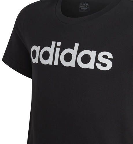 Adidas Sportswear T-shirt zwart wit Meisjes Katoen Ronde hals Logo 128