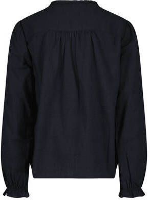America Today blouse Billie JR met ruches zwart Meisjes Katoen Ronde hals 122 128