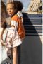Blue Rebel gestreept T-shirt ecru oranje Meisjes Katoen Ronde hals Streep 110 116 - Thumbnail 3