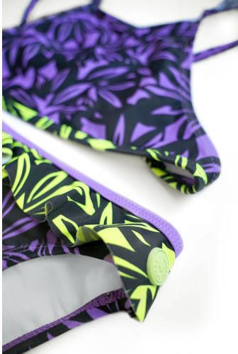 B.Nosy crop bikini B.Active paars zwart limegroen Meisjes Gerecycled polyamide 116