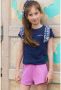 B.Nosy T-shirt B.Inspiring met ruches donkerblauw roze Meisjes Stretchkatoen Ronde hals 134 140 - Thumbnail 3