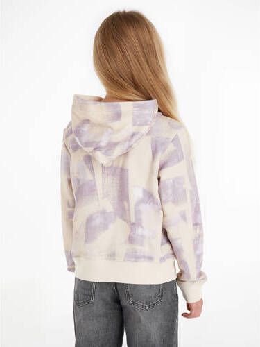 Calvin Klein hoodie met all over print zand lila Sweater Beige Meisjes Katoen Capuchon 116