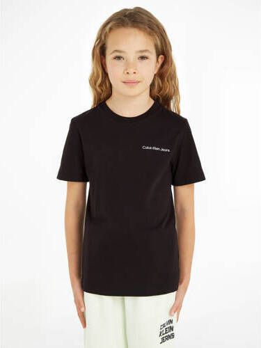 Calvin Klein T-shirt met logo zwart Jongens Meisjes Katoen Ronde hals Logo 116