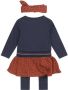 Dirkje newborn baby jurk + legging + hoofdband donkerblauw bruin - Thumbnail 5