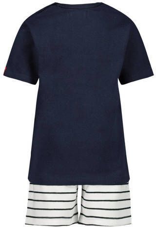 Dirkje T-shirt + korte broek donkerblauw wit Shirt + broek Jongens Stretchkatoen Ronde hals 50