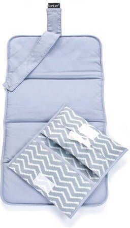 KipKep Napper combi: verschoonmatje + luieretui silver grey Zilver All over print