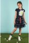 Le Chic gebloemde semi-transparante rok TAYLORA donkerblauw wit geel Meisjes Polyester 128 - Thumbnail 2