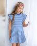 Like Flo gestreepte A-lijn jurk blauw wit Meisjes Stretchkatoen Ronde hals 122 - Thumbnail 3