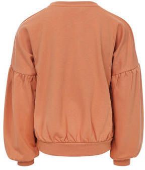 LOOXS little sweater met printopdruk licht abrikoos Oranje Meisjes Katoen Ronde hals 134