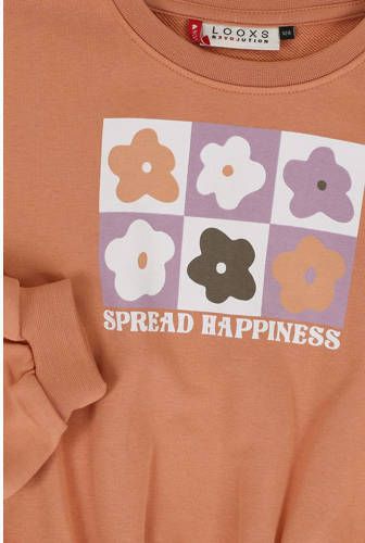 LOOXS little sweater met printopdruk licht abrikoos Oranje Meisjes Katoen Ronde hals 92
