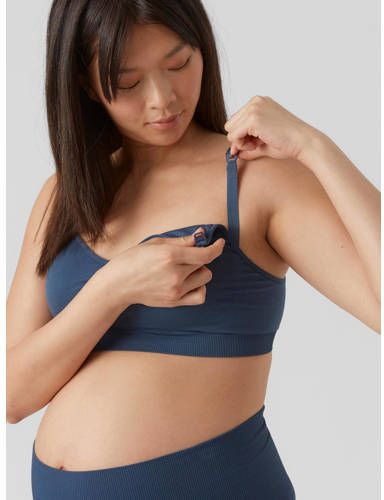 Mamalicious zwangerschaps- en voedingsbh MLILJA (set van 2) blauw zwart Dames Gerecycled polyamide (duurzaam) S M