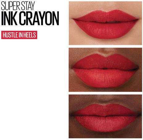Maybelline New York Superstay Ink Crayon lippenstift 45 Hustle in Heels Rood