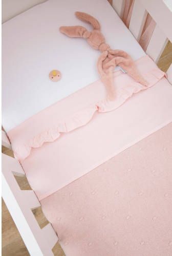 Meyco baby wieglaken Ruffle 75x100 Soft Pink Babylaken Roze Effen