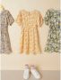 Name it KIDS jurk NKFVINAYA van gerecycled polyester lichtgeel oranje Meisjes Gerecycled polyester (duurzaam) V-hals 134 - Thumbnail 3