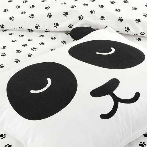 NOUS Kids katoenen dekbedovertrek 1 persoons Panda (140x200 cm) Wit Dierenprint