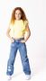 Only KIDS GIRL loose fit jeans KOGROBYN met smiley medium blue denim Blauw 116 - Thumbnail 4