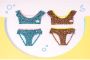 Orange Stars crop bikini met ruches blauw roze Meisjes Gerecycled polyester 104-110 - Thumbnail 2