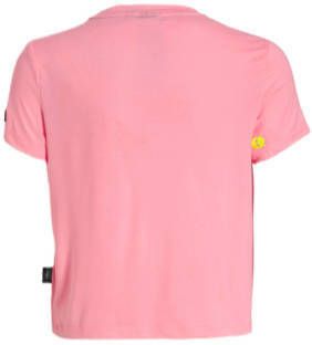 SuperRebel T-shirt van gerecycled polyester roze Printopdruk 116