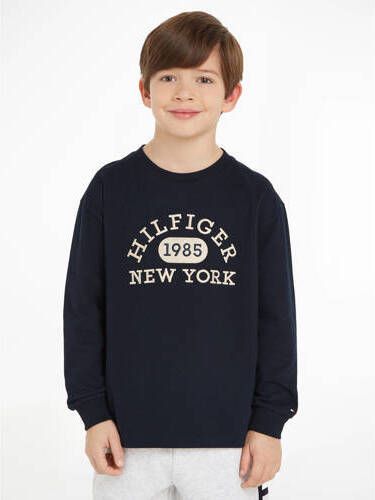 Tommy Hilfiger sweater met printopdruk navy Blauw Printopdruk 98
