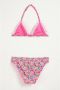 WE Fashion triangel bikini met ruches roze Meisjes Gerecycled polyamide 122 128 - Thumbnail 2