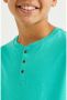WE Fashion T-shirt van biologisch katoen turquoise Blauw 146 152 - Thumbnail 3